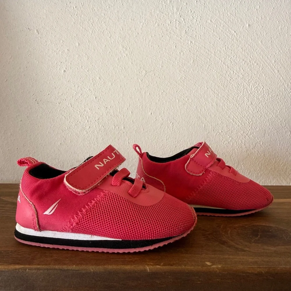 Nautica Toddler Sneakers Size 4 Pink Mesh Hook & Loop Casual Shoes